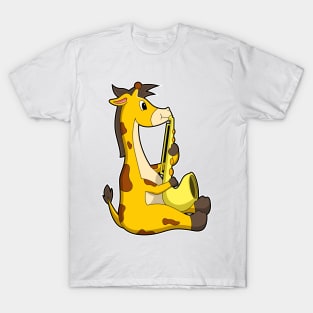 Giraffe at Music with Saxophone T-Shirt